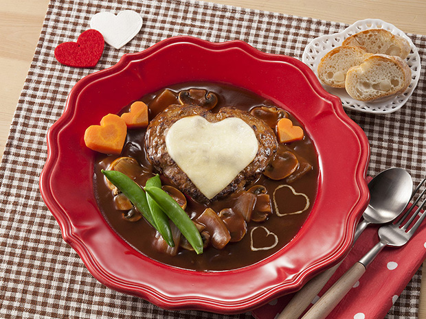 愛情たっぷりビーフシチューのハートハンバーグ