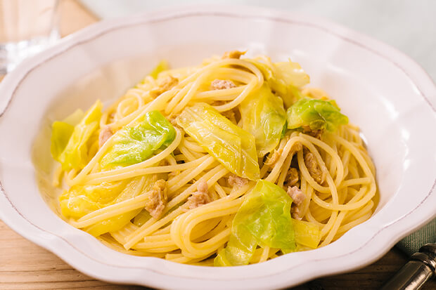 キャベツとツナの混ぜるだけスパゲッティ