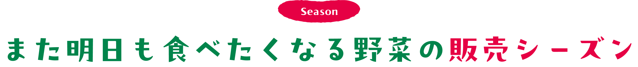 Season また明日も食べたくなる野菜の販売シーズン
